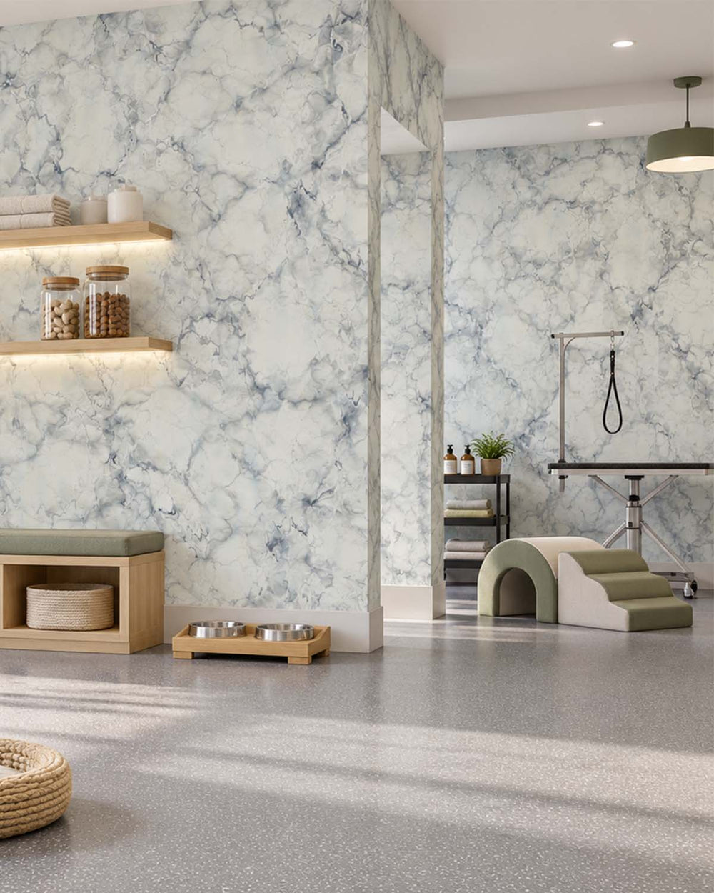 Silky Green Seamless Marble Residential Mural RM9318