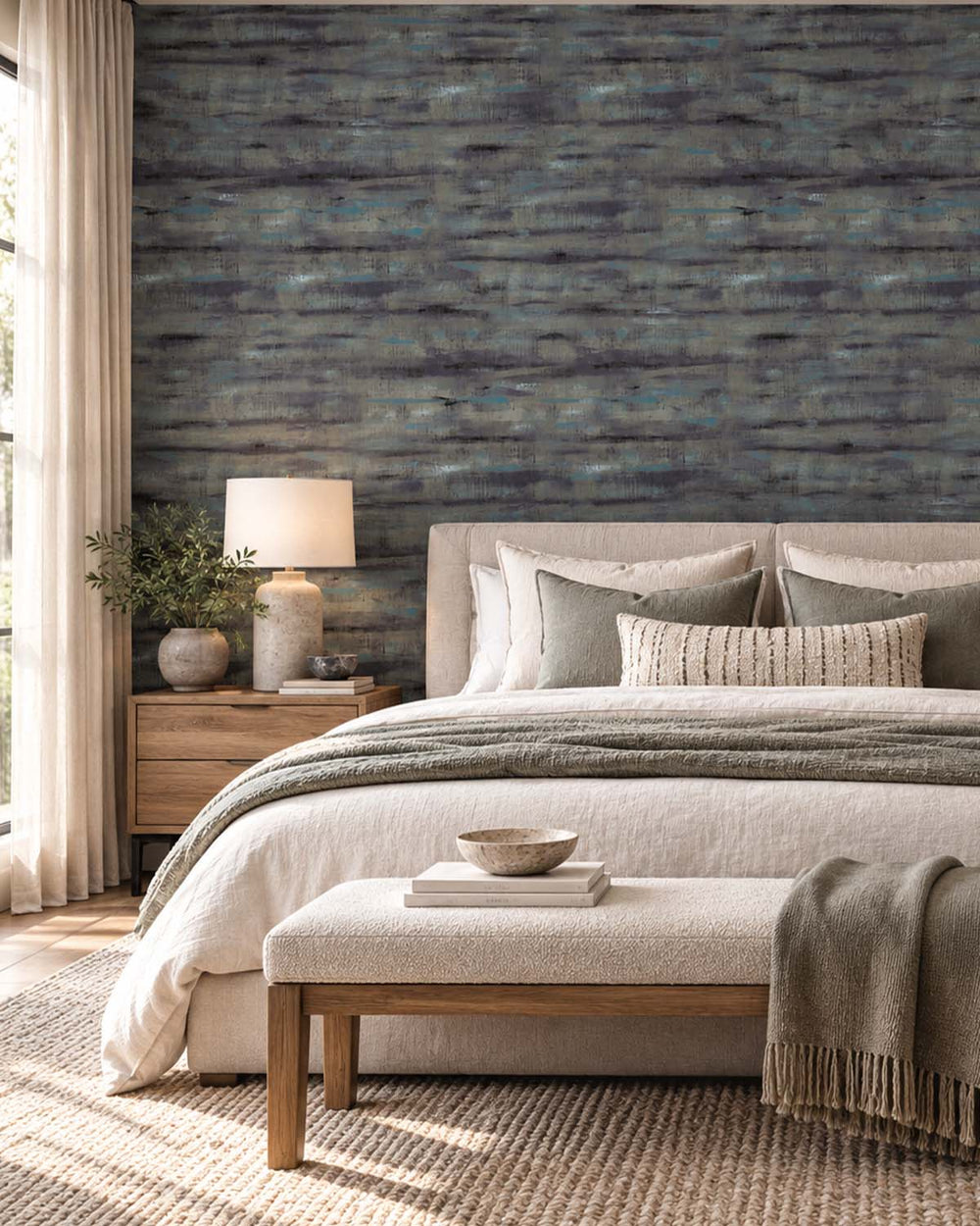 Blackish Grey Weathered Barn Wood Residential Mural RM9321