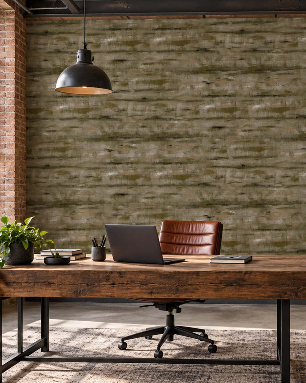 Dusky Green Weathered Barn Wood Residential Mural RM9322