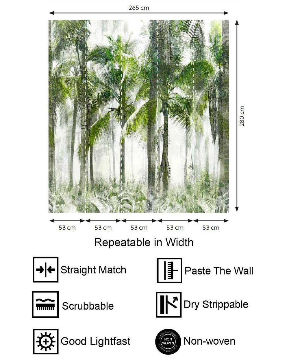 Hinterlands Green Misty Palm Grove Residential Mural RM9324