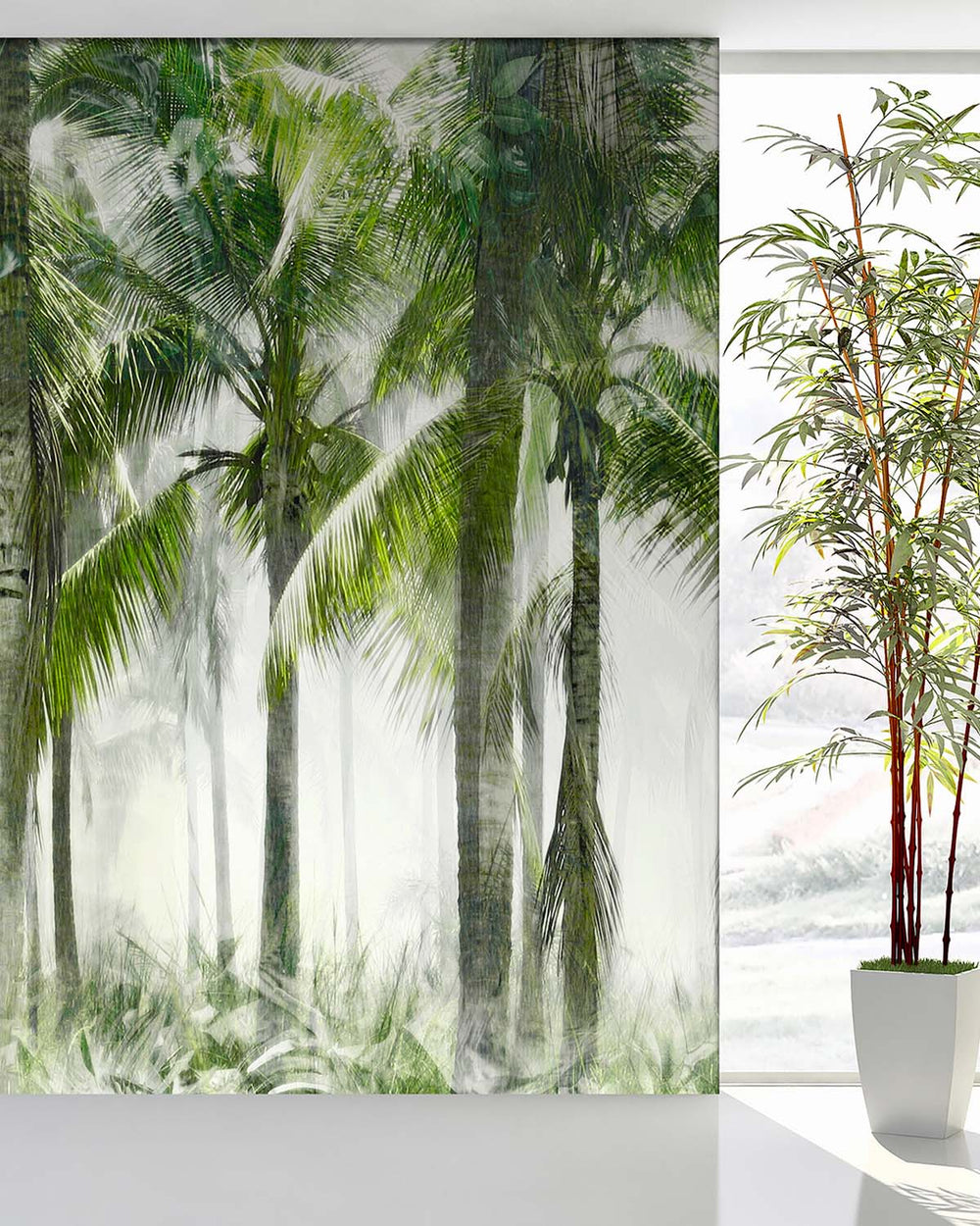 Hinterlands Green Misty Palm Grove Residential Mural RM9324