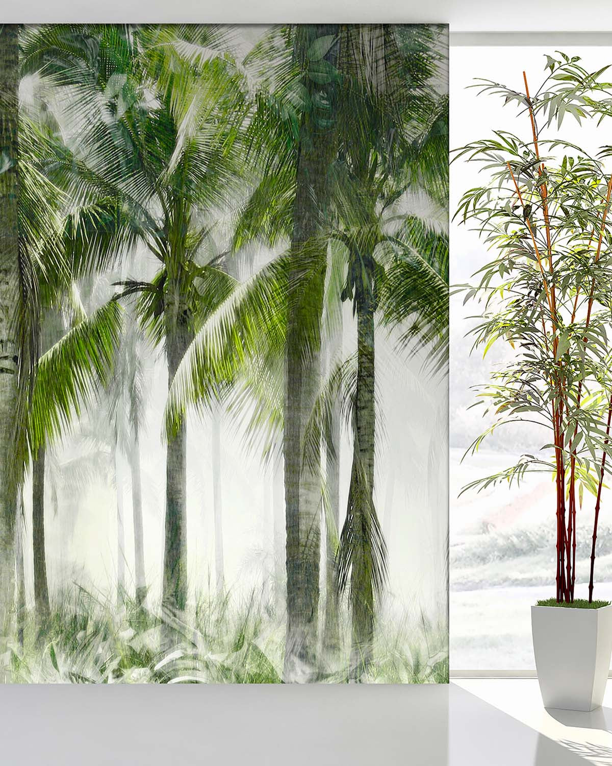 Hinterlands Green Misty Palm Grove Wallpaper Panels RM9324