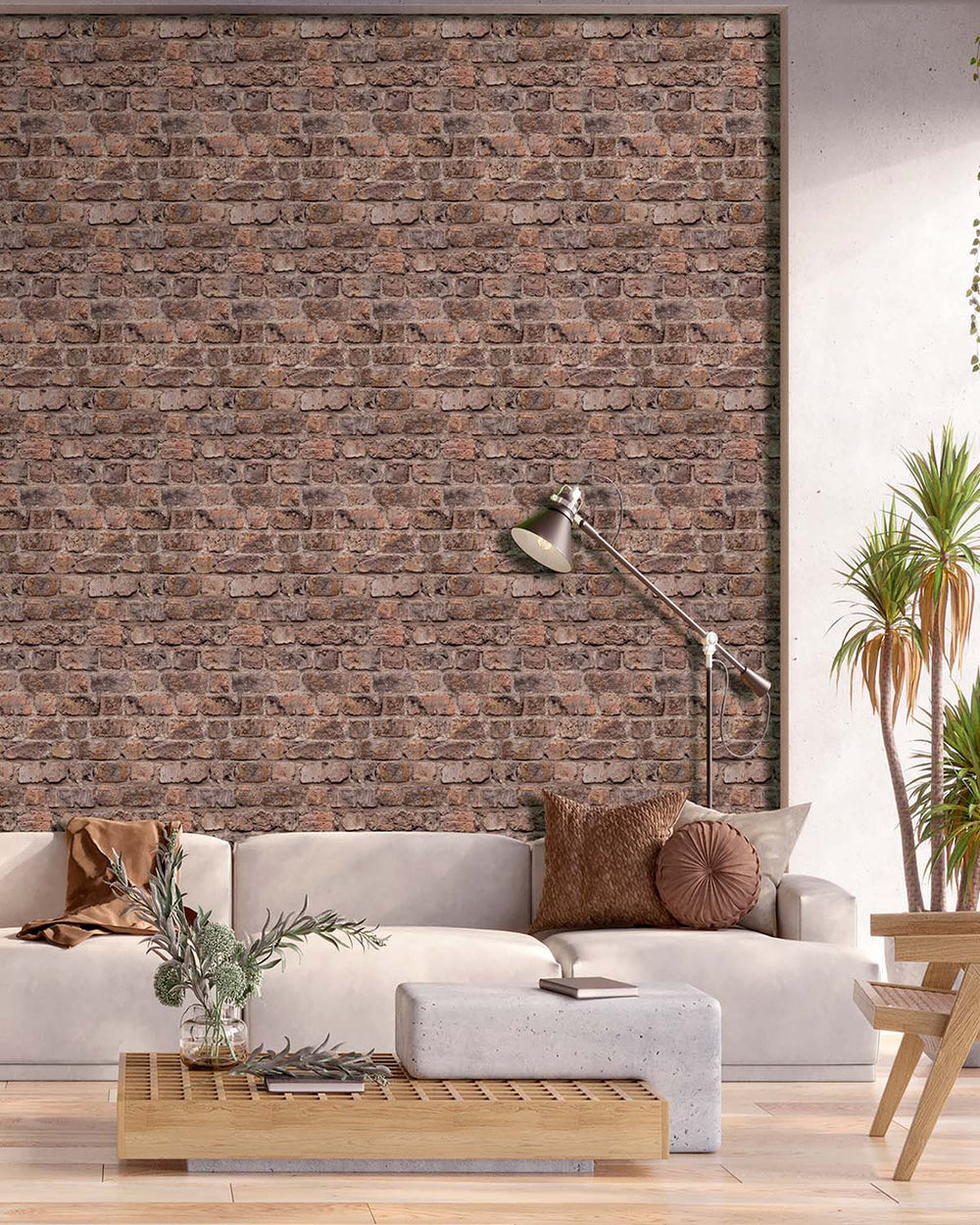 Indian Reed Rustic Faux Brick Residential Mural RM9326