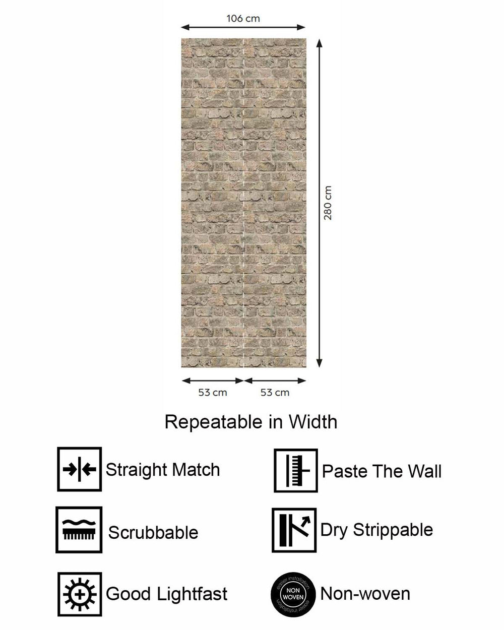 DaVanzo Beige Rustic Faux Brick Residential Mural RM9327