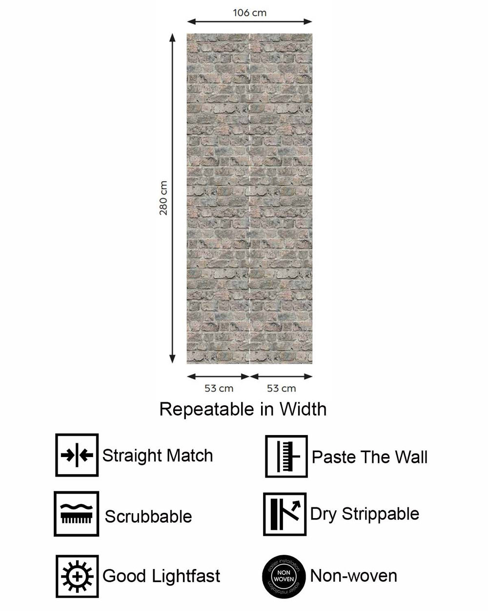 Foggy Grey Rustic Faux Brick Residential Mural RM9328