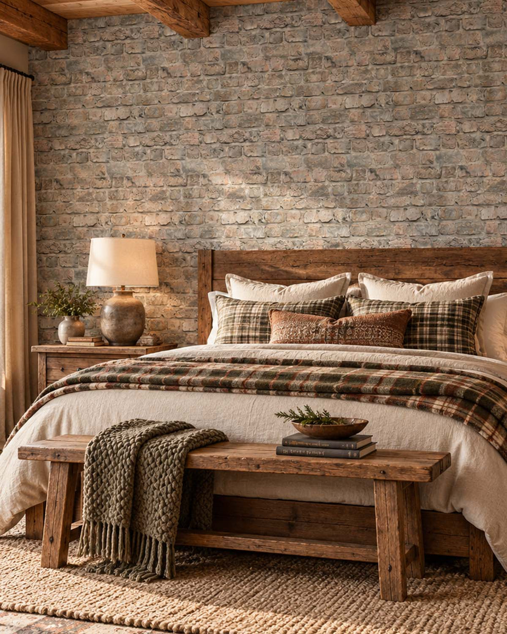 Foggy Grey Rustic Faux Brick Residential Mural RM9328