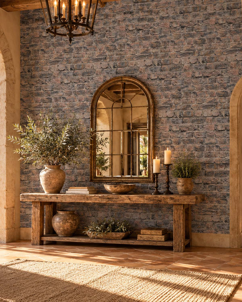 Capri Isle Rustic Faux Brick Residential Mural RM9329