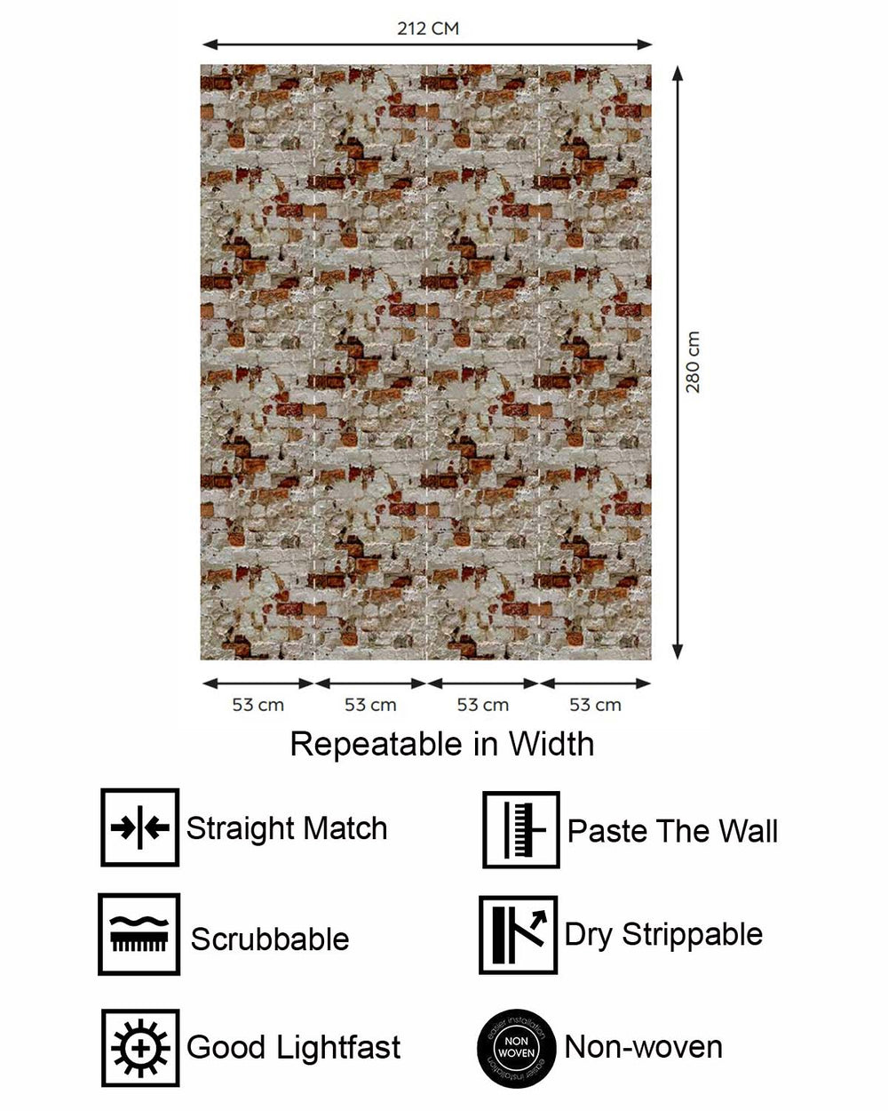 Stone Grey Distressed Exposed Brick Residential Mural RM9330