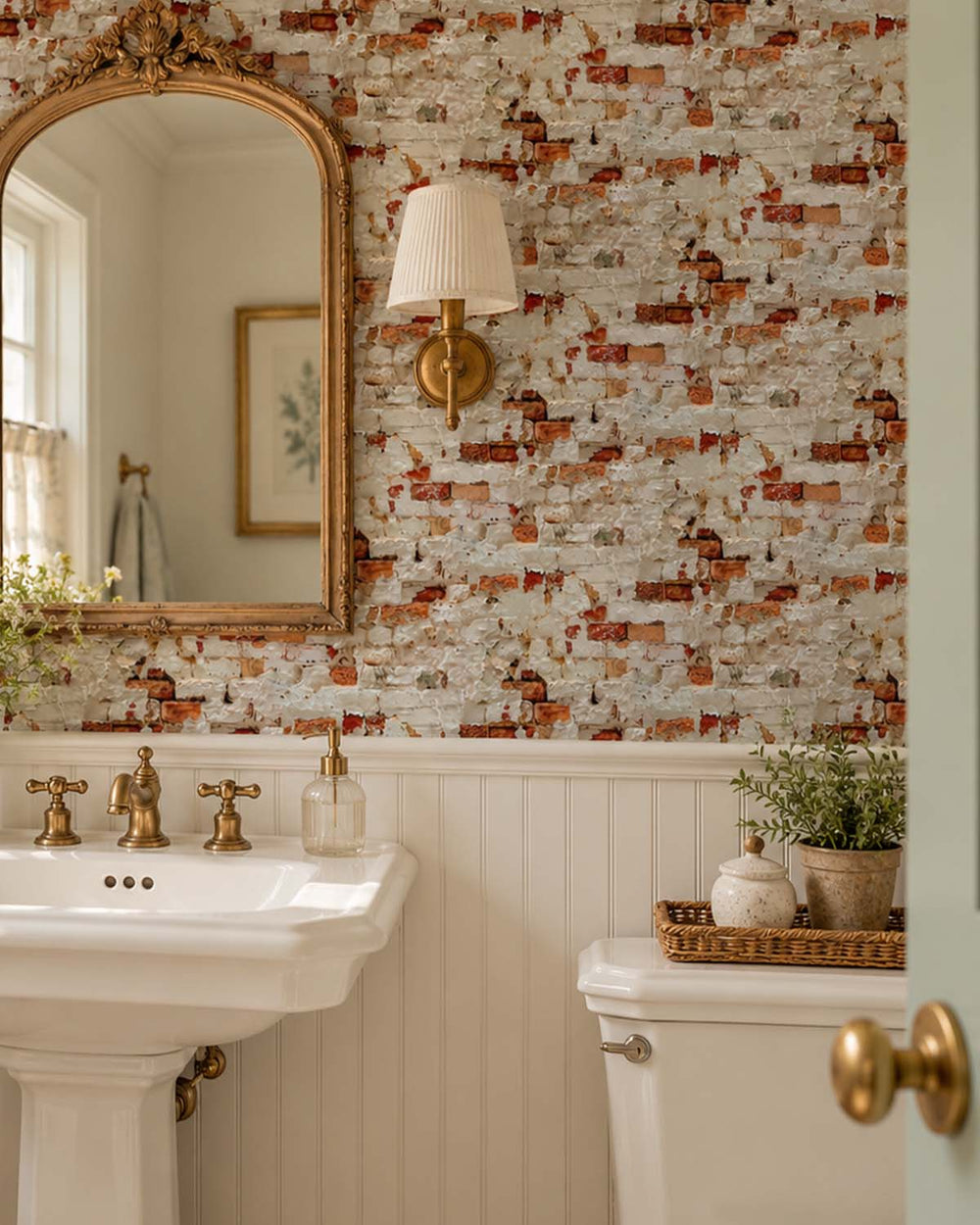 Stone Grey Distressed Exposed Brick Residential Mural RM9330