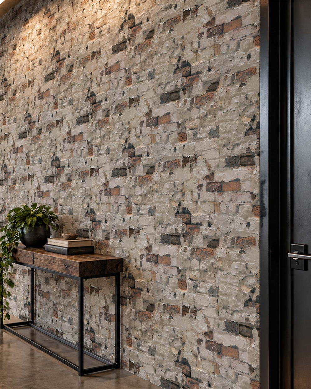 Warm Granite Distressed Exposed Brick Residential Mural RM9331