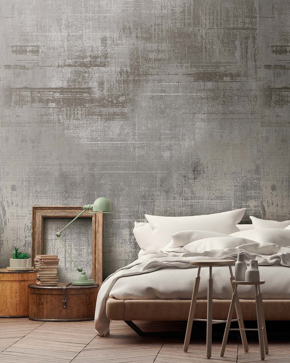 Grey Porcelain Faux Distressed Concrete Residential Mural RM9332