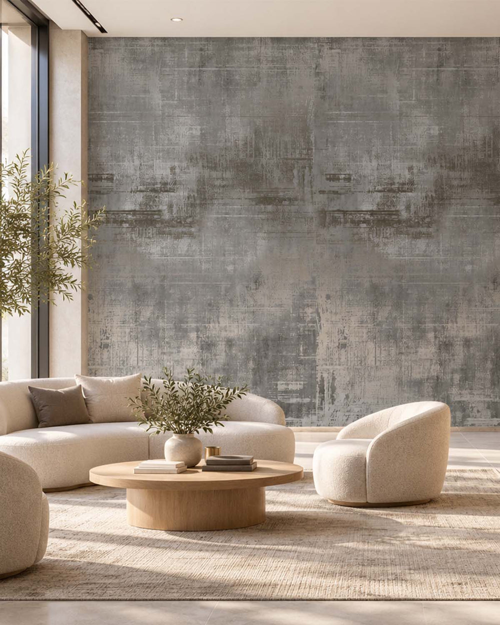 Grey Porcelain Faux Distressed Concrete Residential Mural RM9332