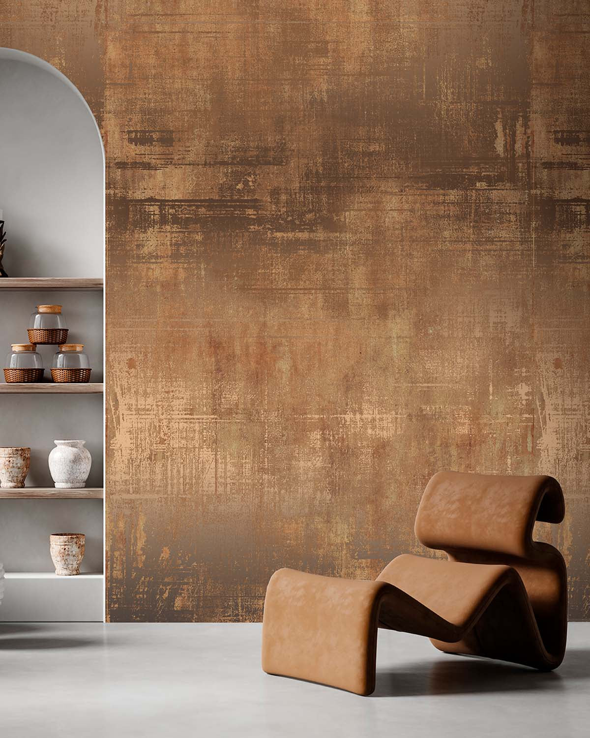 Balthasar Gold Faux Distressed Concrete Residential Mural RM9333