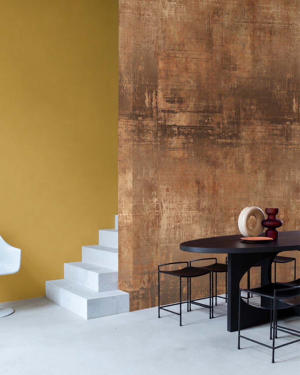 Balthasar Gold Faux Distressed Concrete Residential Mural RM9333