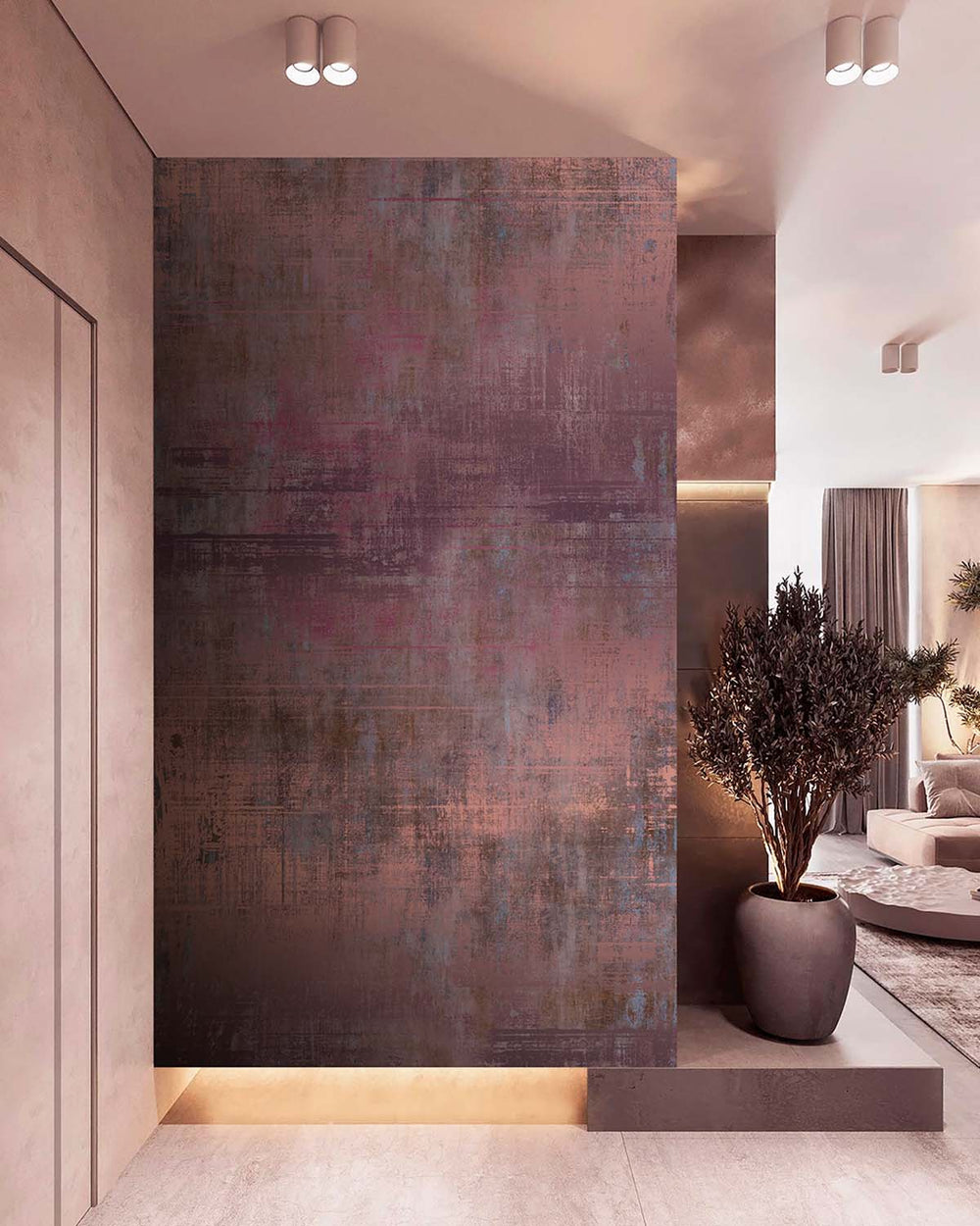Antique Garnet Faux Distressed Concrete Residential Mural RM9334
