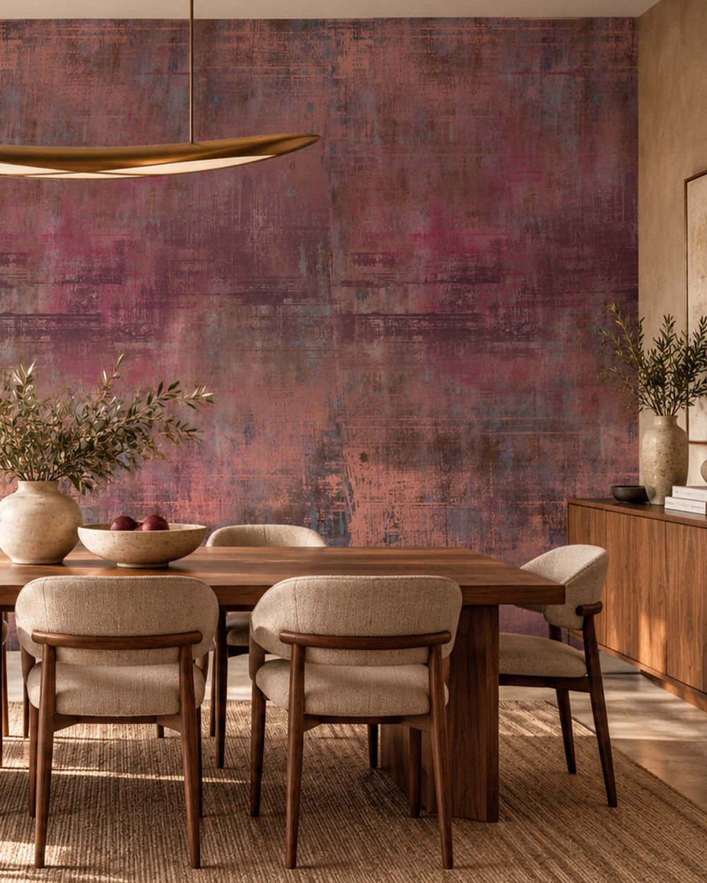 Antique Garnet Faux Distressed Concrete Residential Mural RM9334