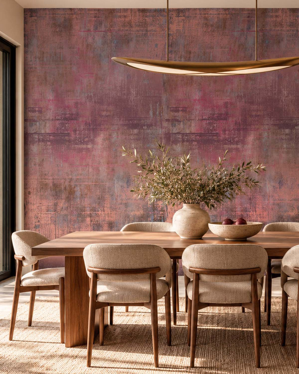 Antique Garnet Faux Distressed Concrete Residential Mural RM9334