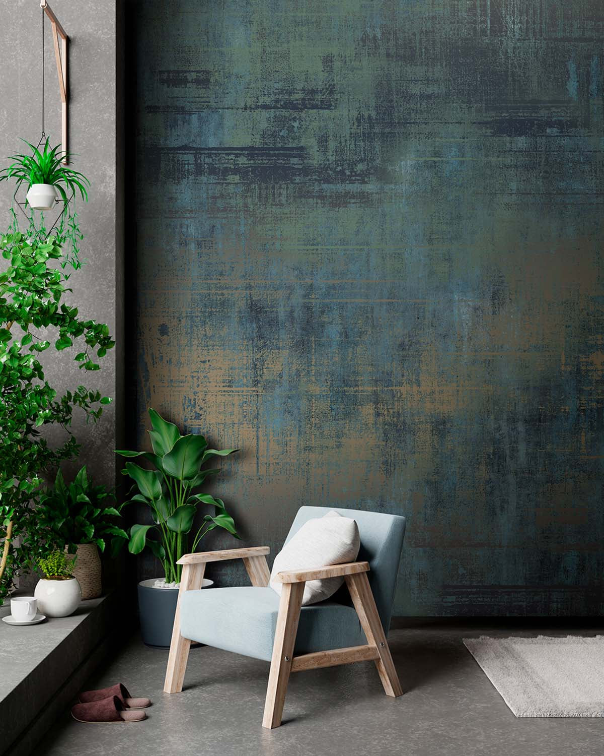 Celtic Rush Faux Distressed Concrete Residential Mural RM9335