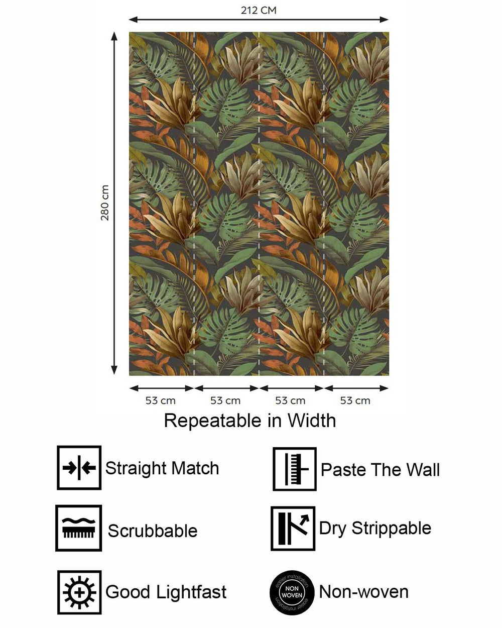 Thicket Tropical Monstera & Banana Leaf  Residential Mural RM9336
