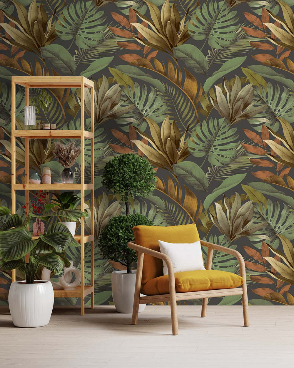 Thicket Tropical Monstera & Banana Leaf  Residential Mural RM9336