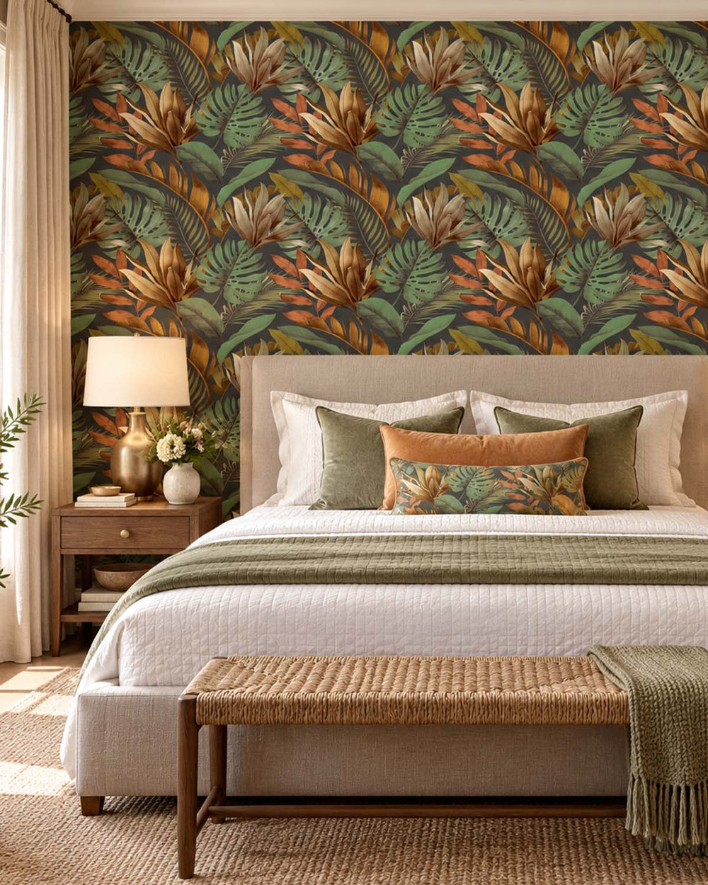 Thicket Tropical Monstera & Banana Leaf  Residential Mural RM9336