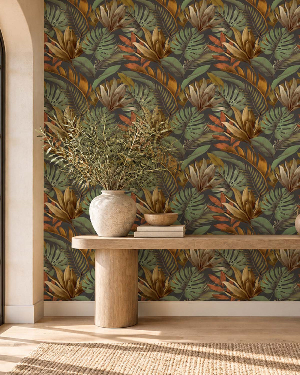 Thicket Tropical Monstera & Banana Leaf  Residential Mural RM9336