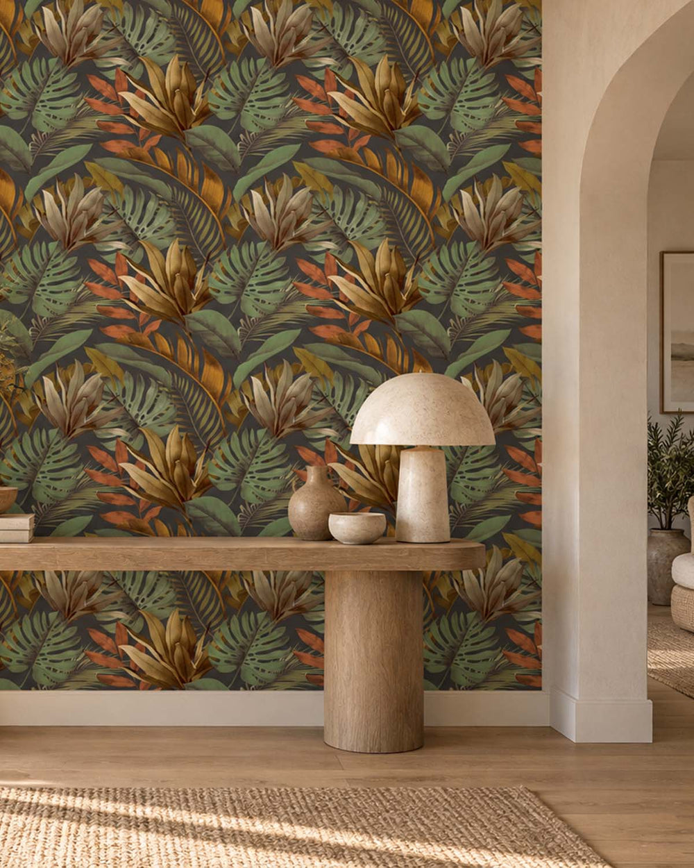 Thicket Tropical Monstera & Banana Leaf  Residential Mural RM9336