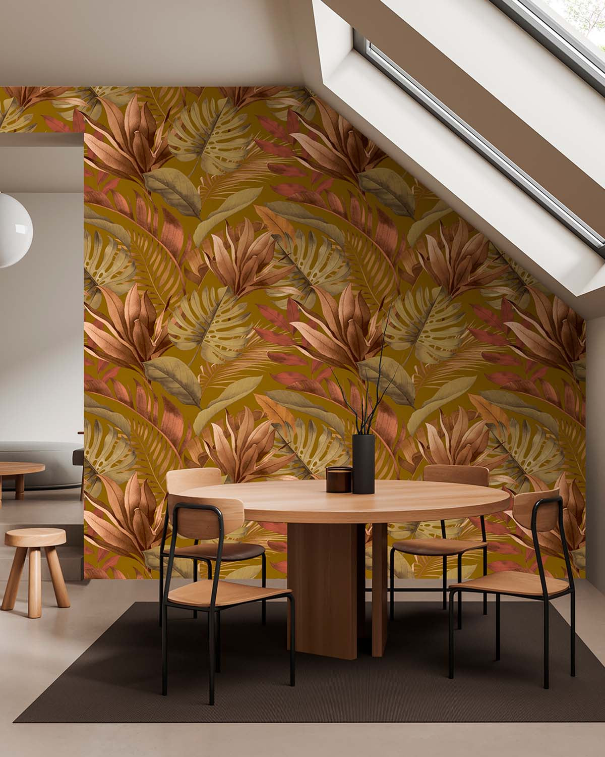 Suzume Brown Tropical Monstera & Banana Leaf  Wallpaper Panels RM9337