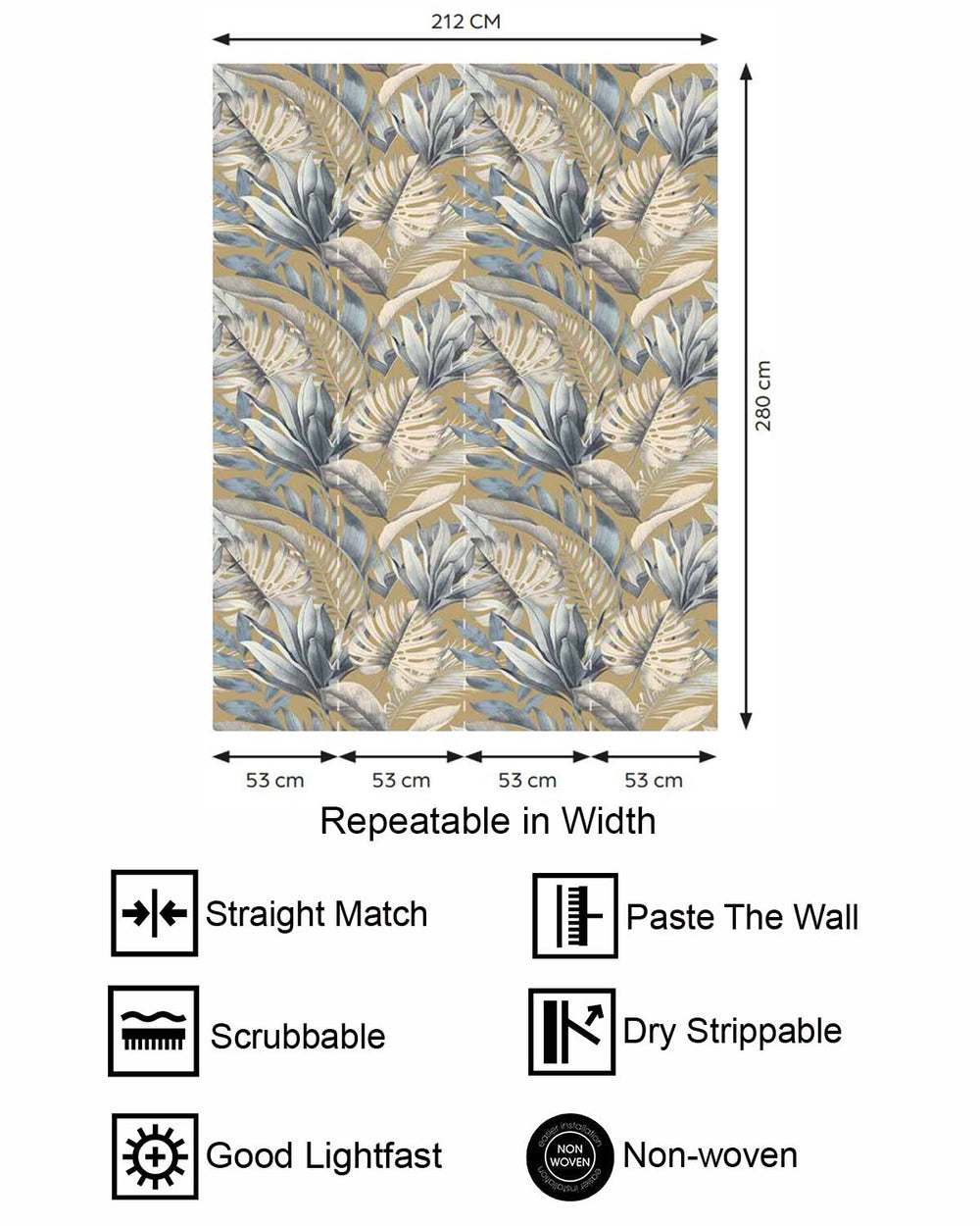 Supreme Grey Tropical Monstera & Banana Leaf  Residential Mural RM9339