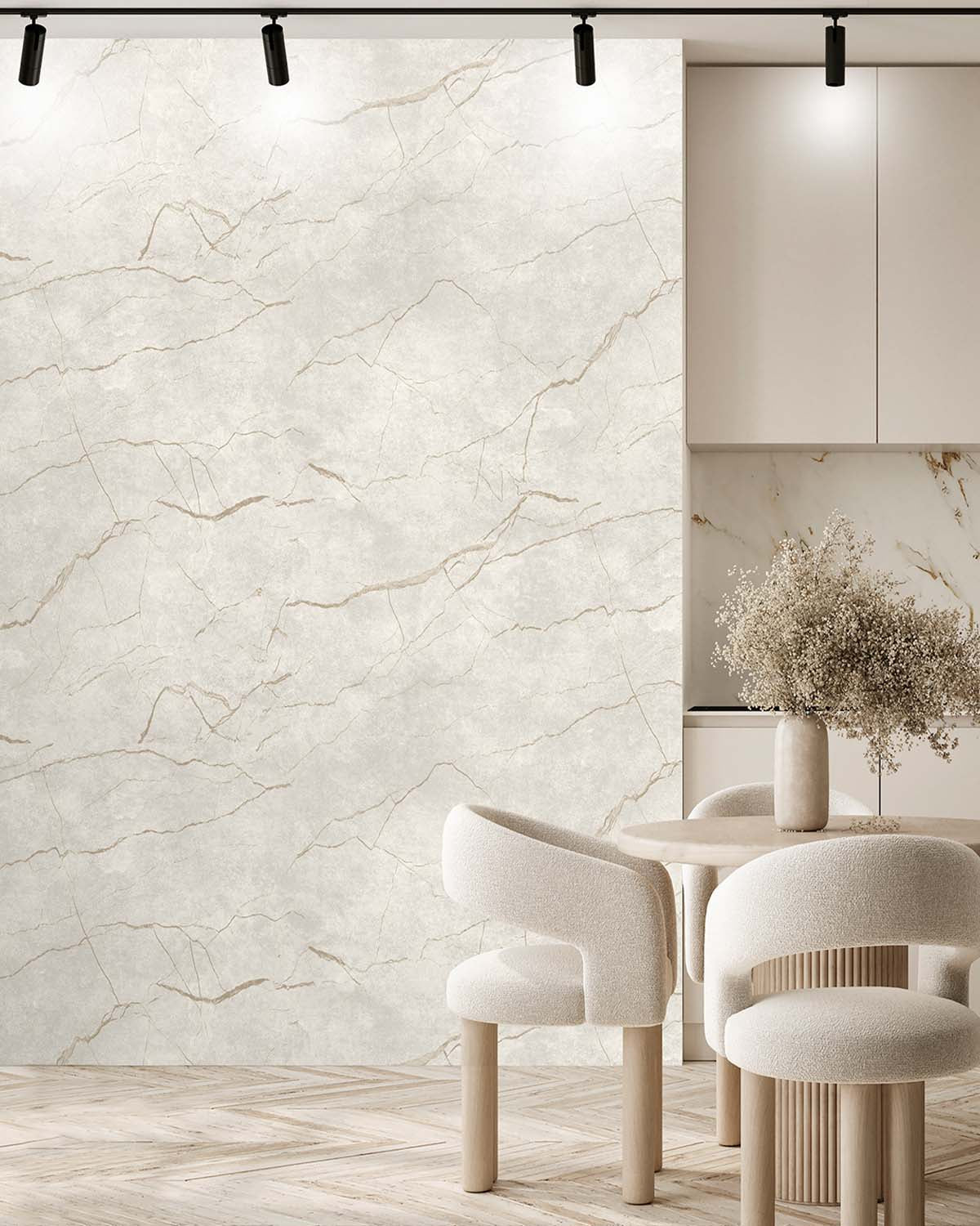 Bauhaus Tan Faux Marble Accent Wallpaper Panels RM9340