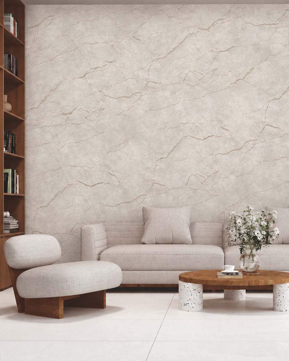 Bauhaus Tan Faux Marble Accent Residential Mural RM9340