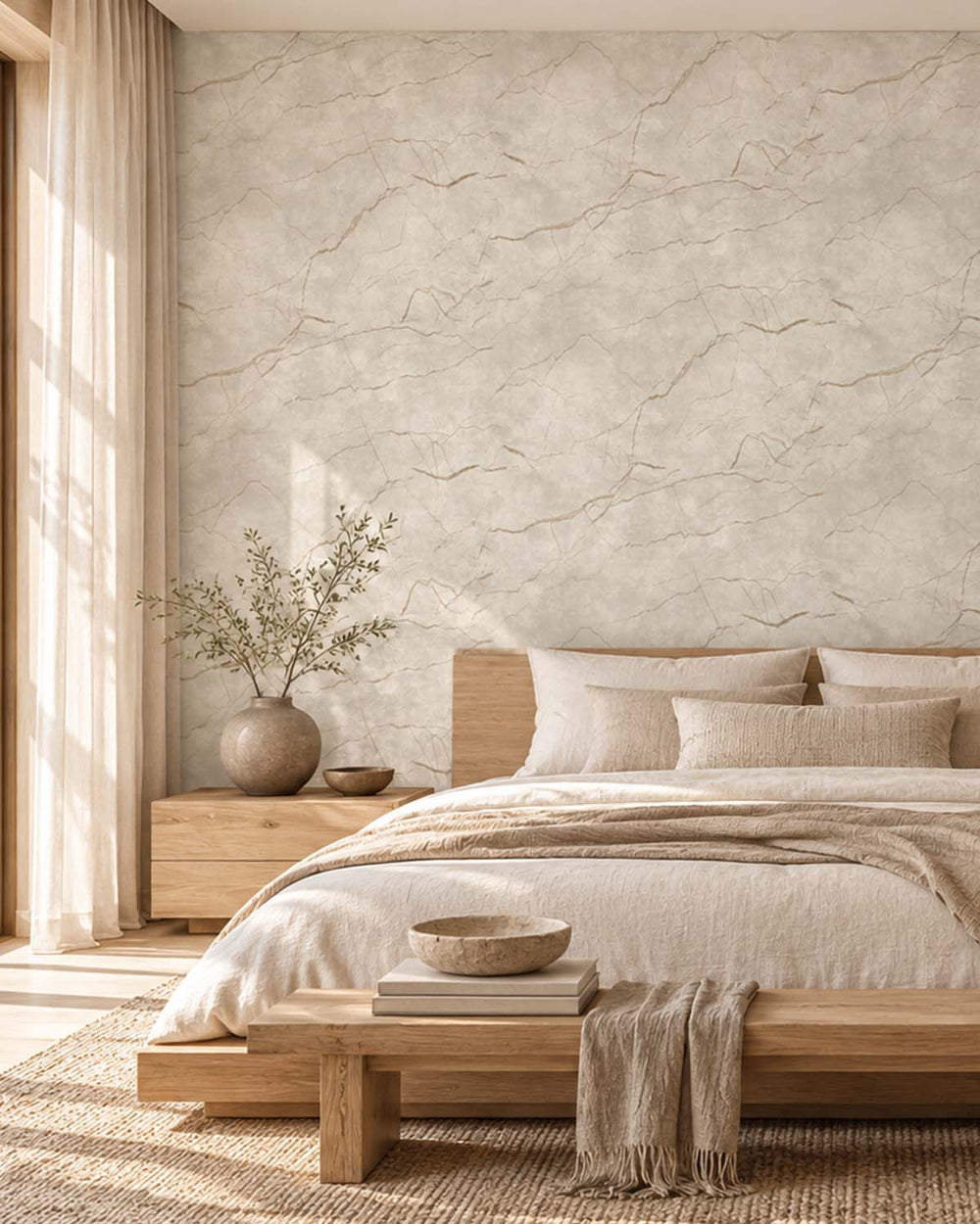 Bauhaus Tan Faux Marble Accent Residential Mural RM9340