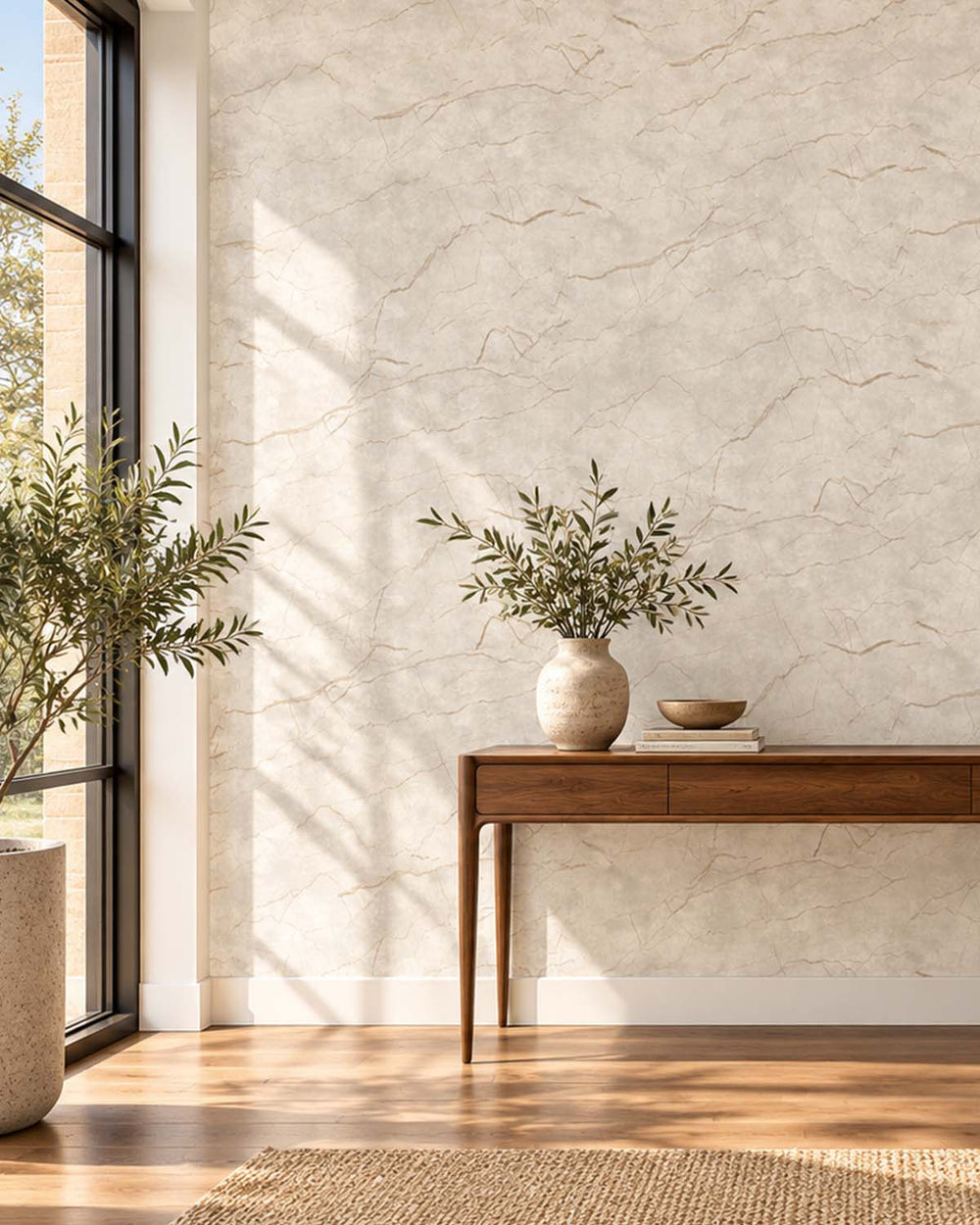 Bauhaus Tan Faux Marble Accent Residential Mural RM9340