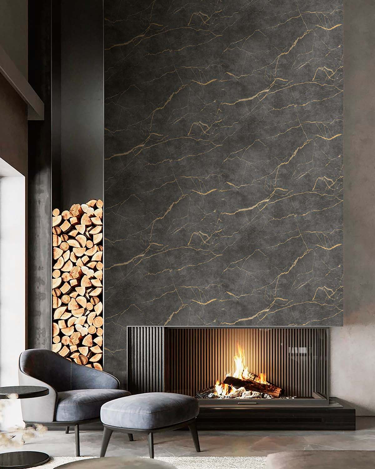 Merlin Gray Faux Marble Accent Wallpaper Panels RM9341