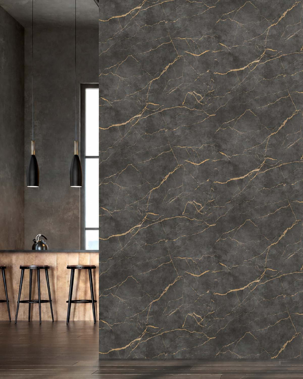 Merlin Gray Faux Marble Accent Residential Mural RM9341