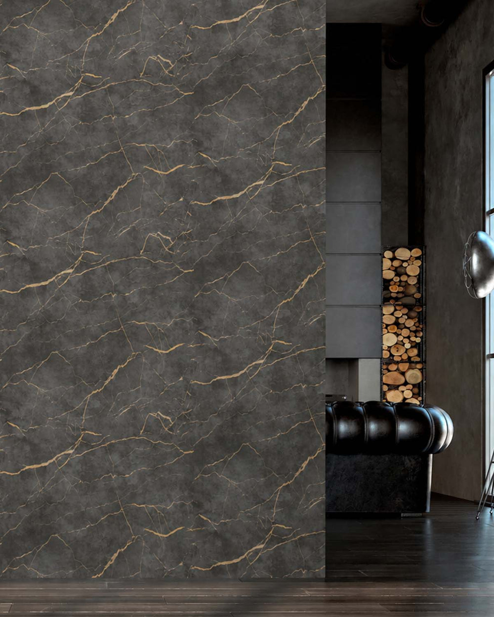 Merlin Gray Faux Marble Accent Residential Mural RM9341