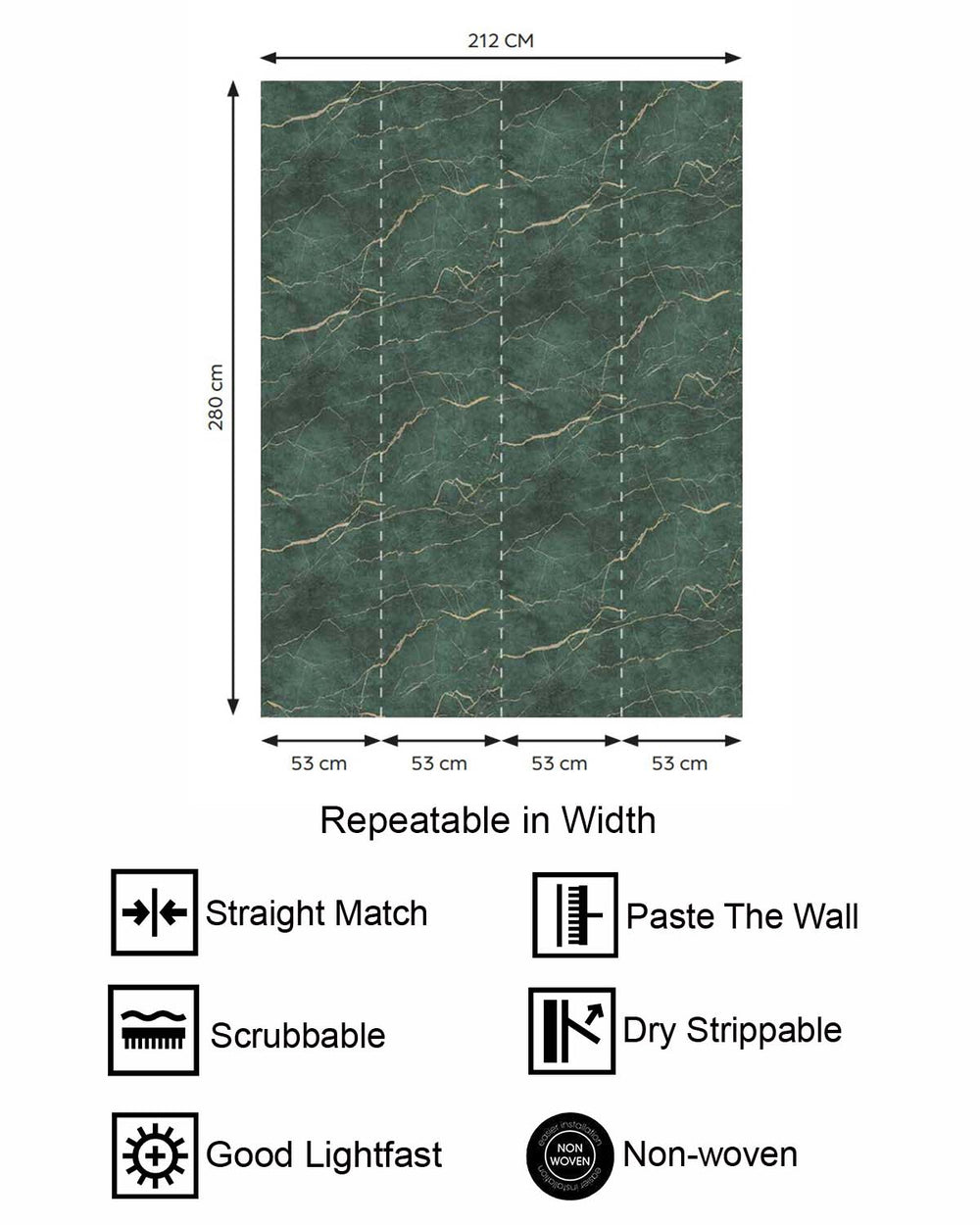 Mineral Green Faux Marble Accent Residential Mural RM9343
