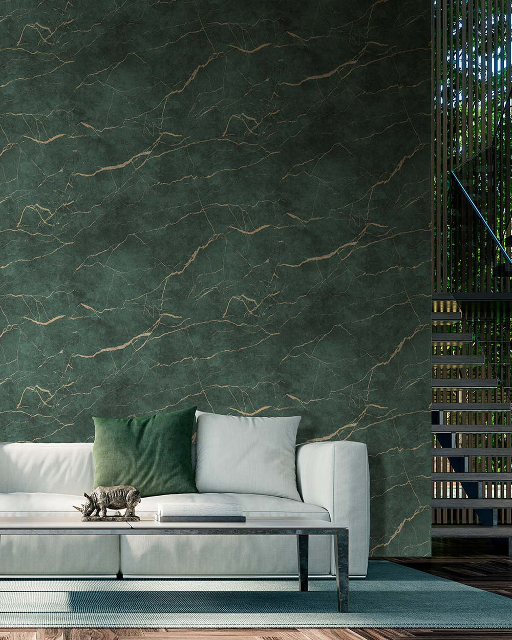 Mineral Green Faux Marble Accent Residential Mural RM9343