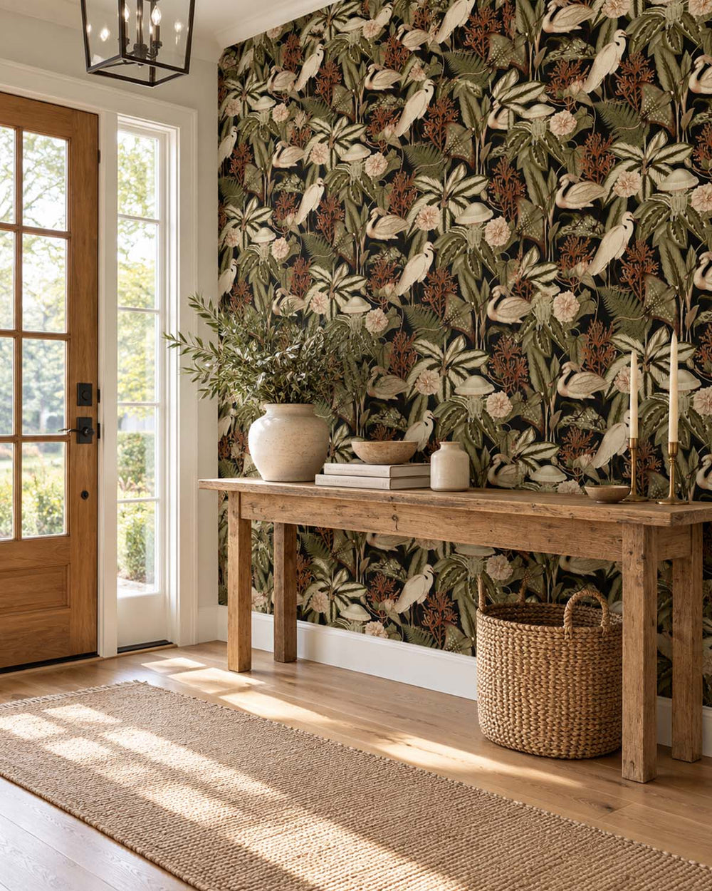 Army Green Exotic Menagerie Nocturne Residential Mural RM9344