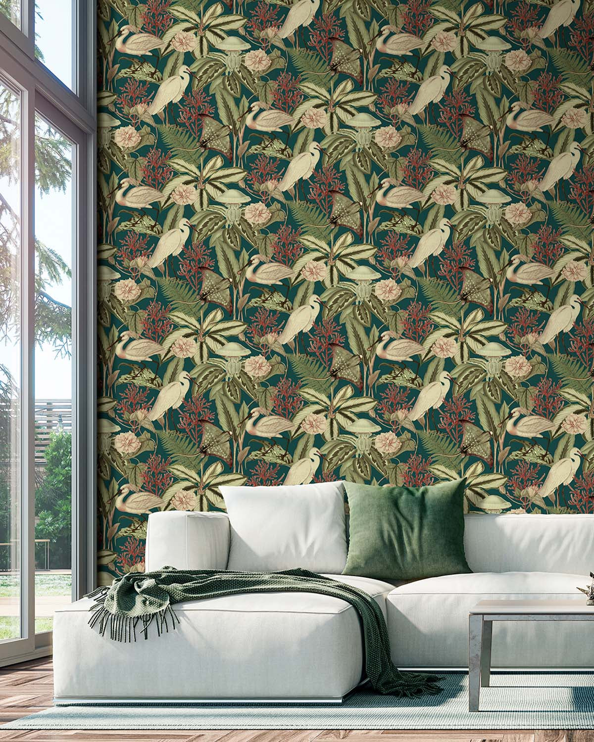 Tiber Green Exotic Menagerie Nocturne Residential Mural RM9345