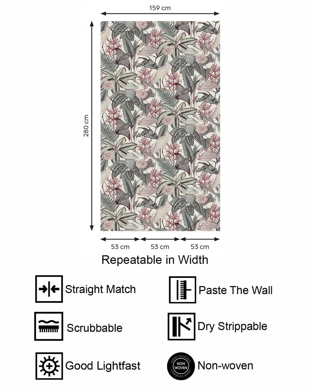 Deco Rose Exotic Menagerie Nocturne Residential Mural RM9347
