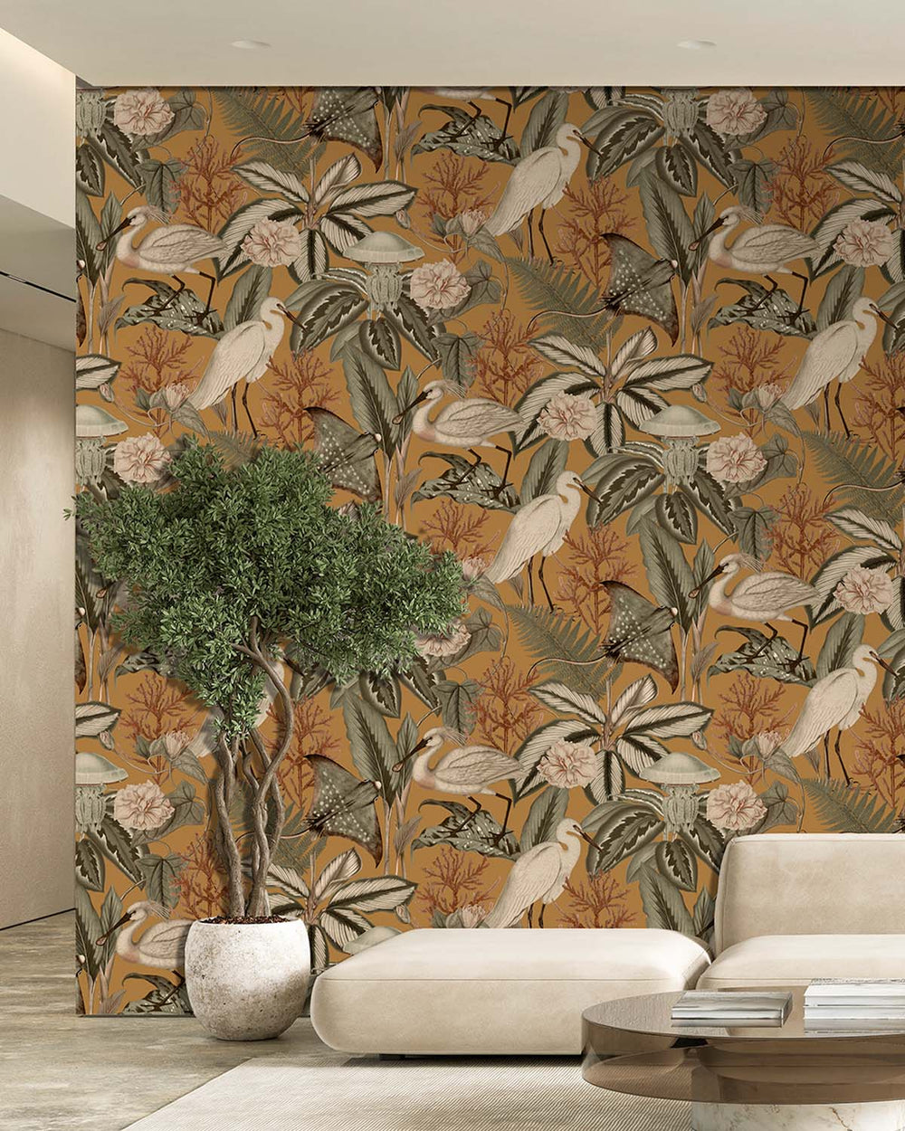 Cool Copper Exotic Menagerie Nocturne Residential Mural RM9348