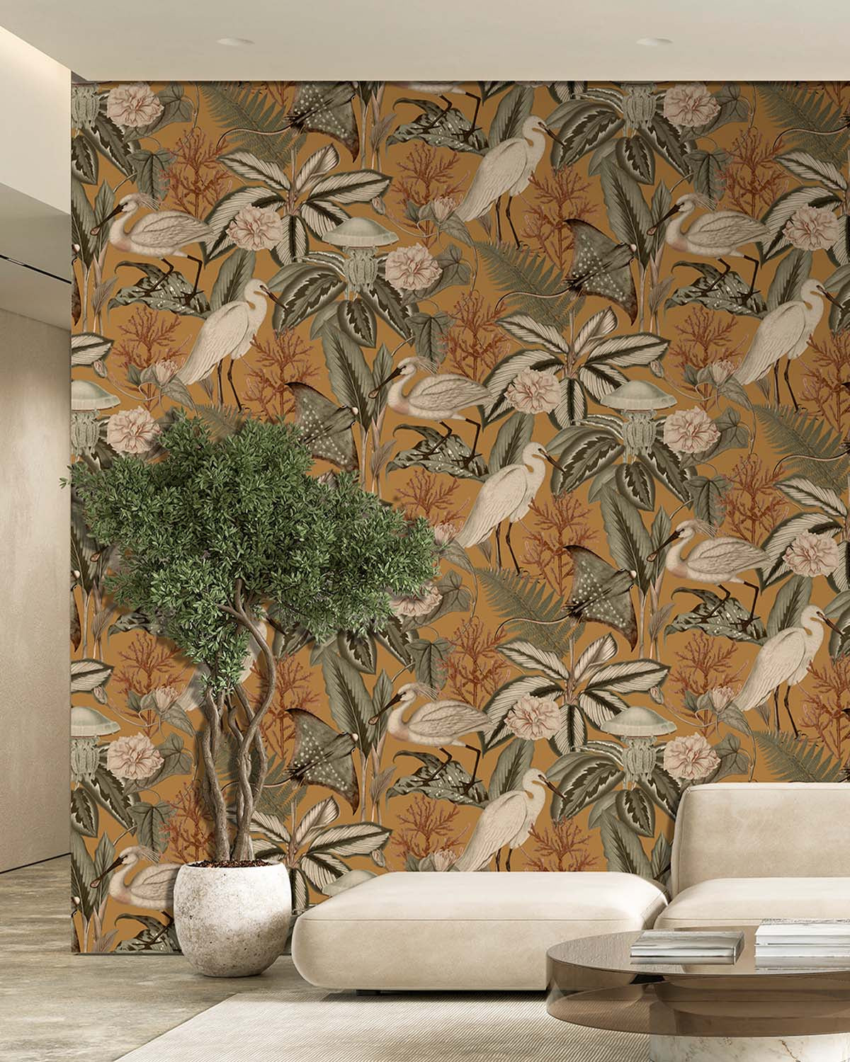 Cool Copper Exotic Menagerie Nocturne Residential Mural RM9348