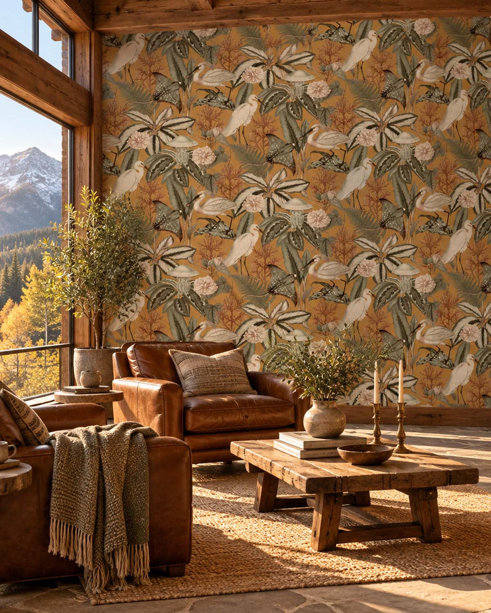 Cool Copper Exotic Menagerie Nocturne Residential Mural RM9348