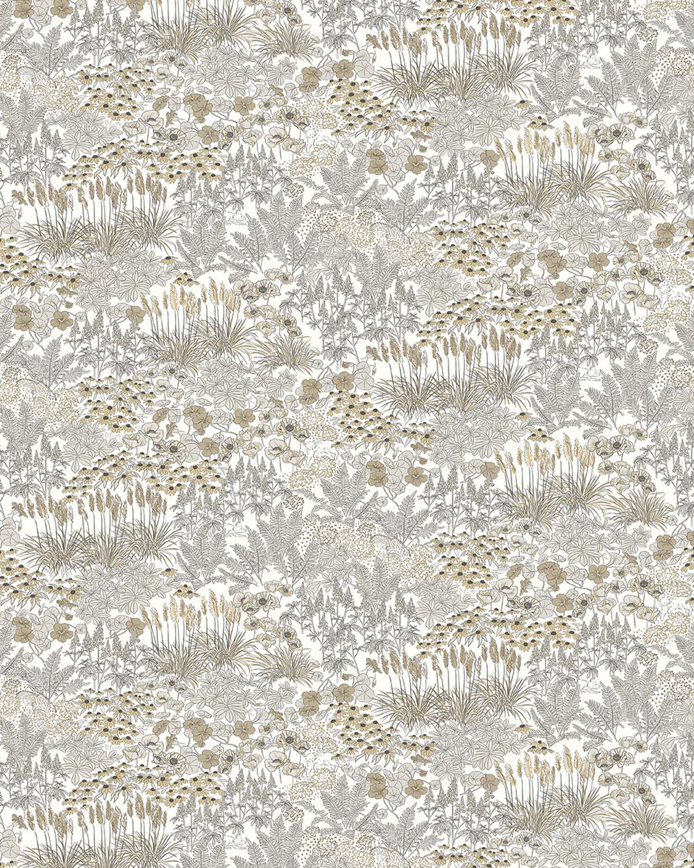 Soft Beige Wildflower Meadow Botanical  Residential Mural RM9349