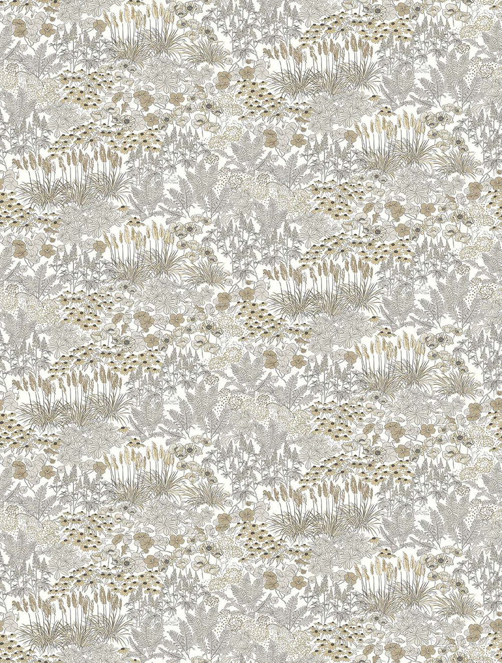 Soft Beige Wildflower Meadow Botanical  Residential Mural RM9349