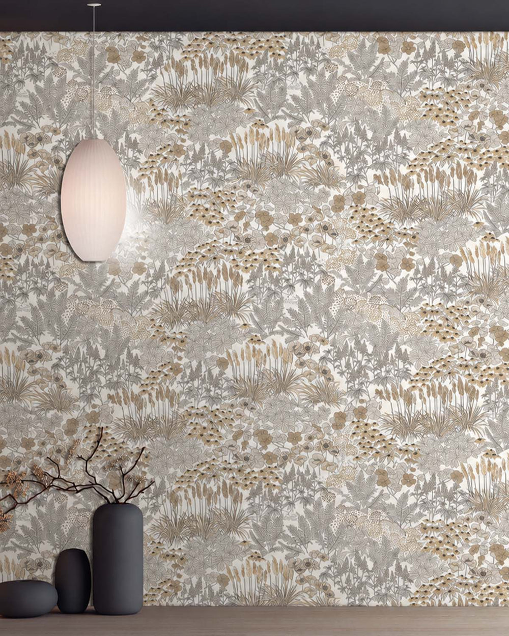 Soft Beige Wildflower Meadow Botanical  Residential Mural RM9349