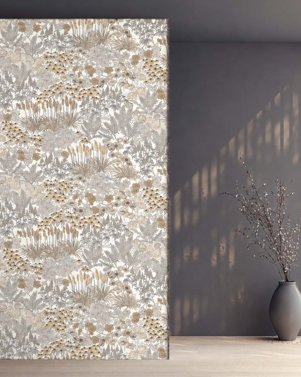 Soft Beige Wildflower Meadow Botanical  Residential Mural RM9349