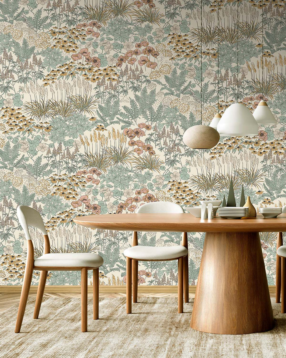 Fresh Thyme Wildflower Meadow Botanical  Residential Mural RM9350