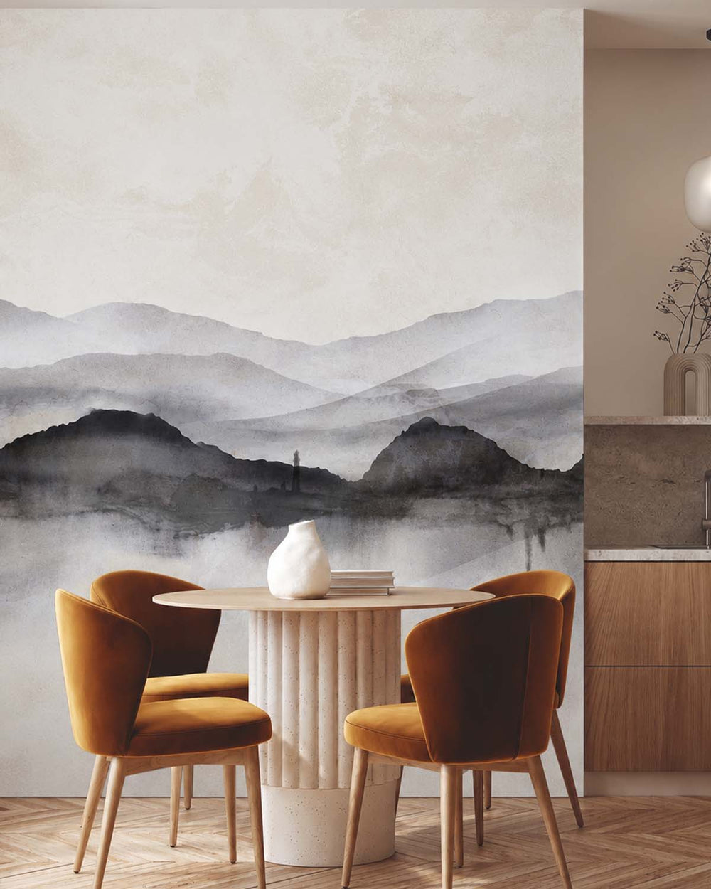 Sauvignon Misty Watercolor Mountains  Wallpaper Panels RM9352